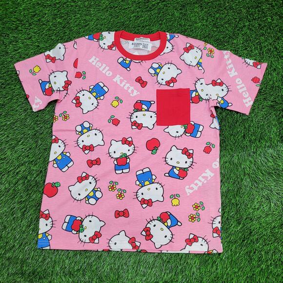 Hello-Kitty AOP Sanrio Shirt Women Large 20x26 Pink Kawaii - Picture 1 of 12